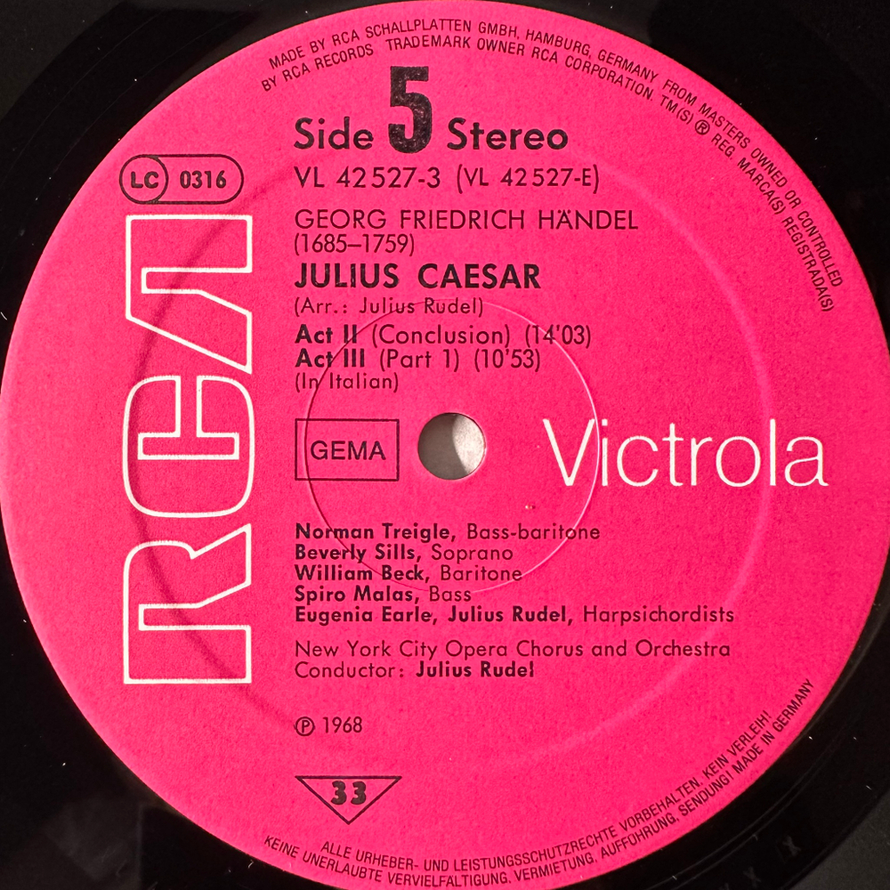 Гендель - Юлий Цезарь 3LP (Германия)