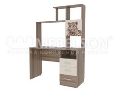 Стол компьютерный «Галерея» 1200, фасад: снежный барс (ясень шимо тёмный/крем)