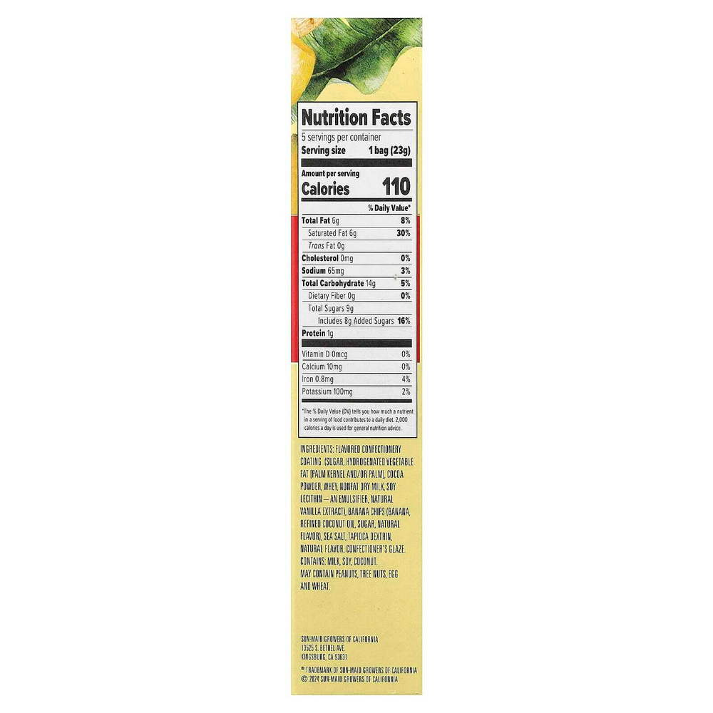 Sun-Maid, Farmstanding Reserve™, банановые чипсы, шоколад с морской солью, 5 упаковок по 23 г (0,8 унции)