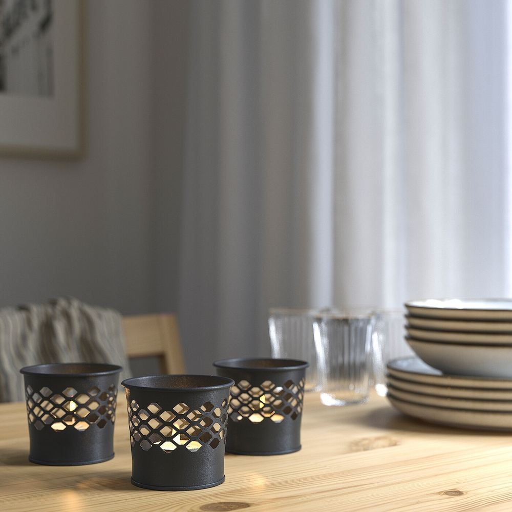 IKEA BERGGRAN  (ИКЕА БЕРГГРАН)  -  Подсвечник, антрацит, 7 см