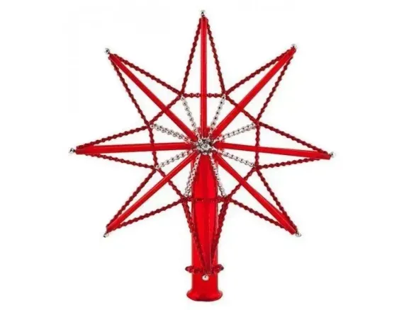 Елочная макушка Звезда монтажная, стекло,красный, Ёлочка (С1537/1)