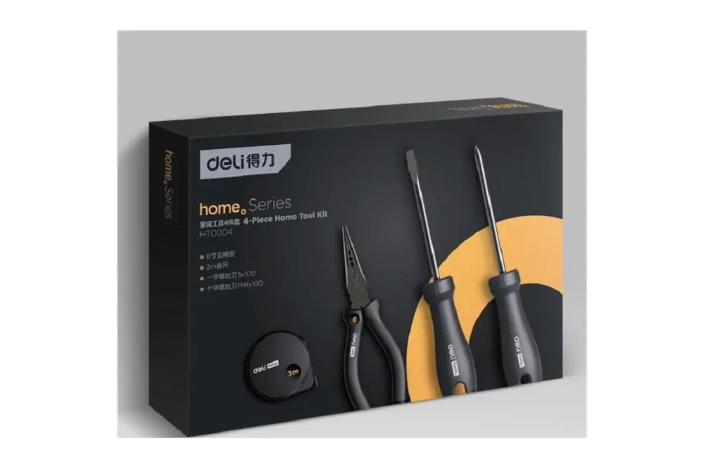 Набор ручного инструмента DELI Home Series HT0004 Эксклюзивный дизайн, софттач пластик, подарочная упаковка, 4 предмета 104620