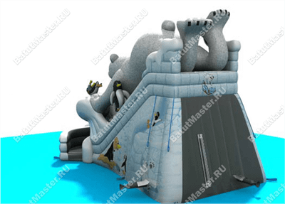 Большой надувной батут-горка "Мишка на севере"