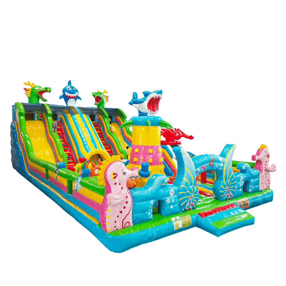 Коммерческий надувной батут «Морские животные», 17*9*8 м.