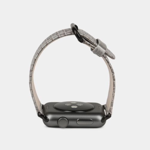 Ремешок для Apple Watch 44/45/46 mm из кожи ящерицы, серого цвета