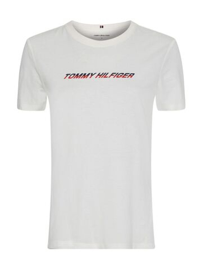 Женская теннисная футболка Tommy Hilfiger Regular Graphic C-NK Tee SS - ecru