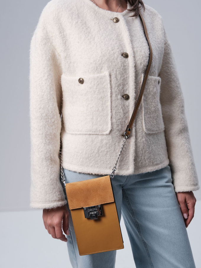 Сумка кожаная на плечо кросс-боди глина