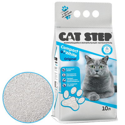 Наполнитель комкующийся минеральный CAT STEP Compact White Original, 10 л