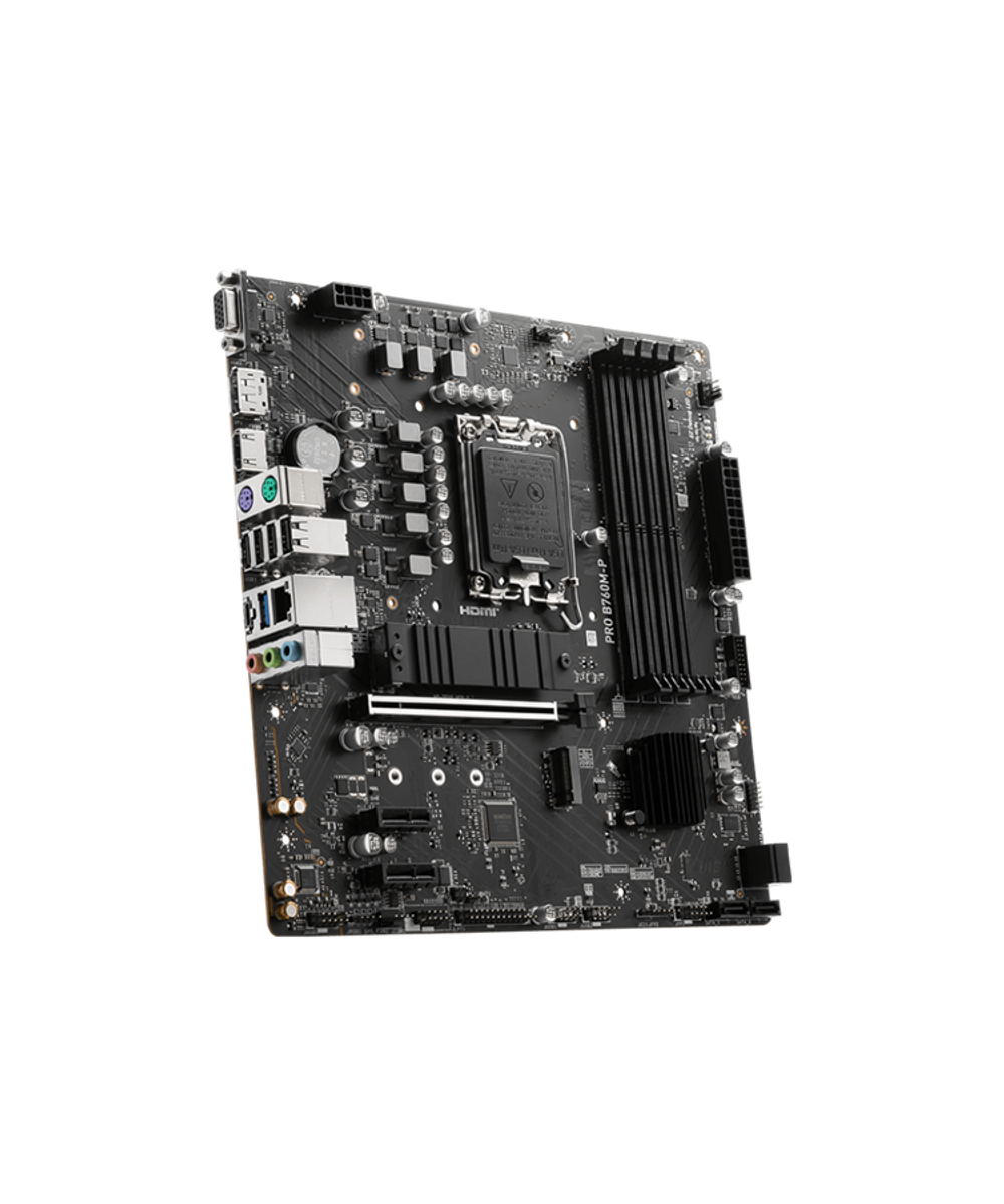 MSI PRO B760M-P DDR5 Socket1700, Intel B760, 4xDDR5, PCI-Ex16, 4SATA3, 7.1-ch, GLAN, 3 USB 3.2, 1 USB Type-C, VGA, HDMI, DP, mATX, RTL