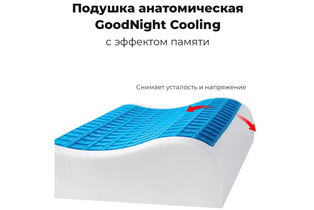 Подушка анатомическая GoodNight Cooling c эффектом памяти