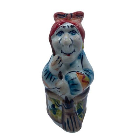 Фигурка Баба-яга малая цветная гжель