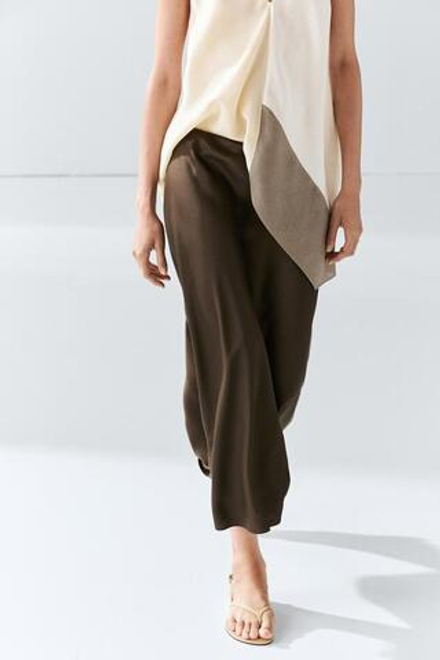 Massimo Dutti Струящаяся атласная юбка, коричневый