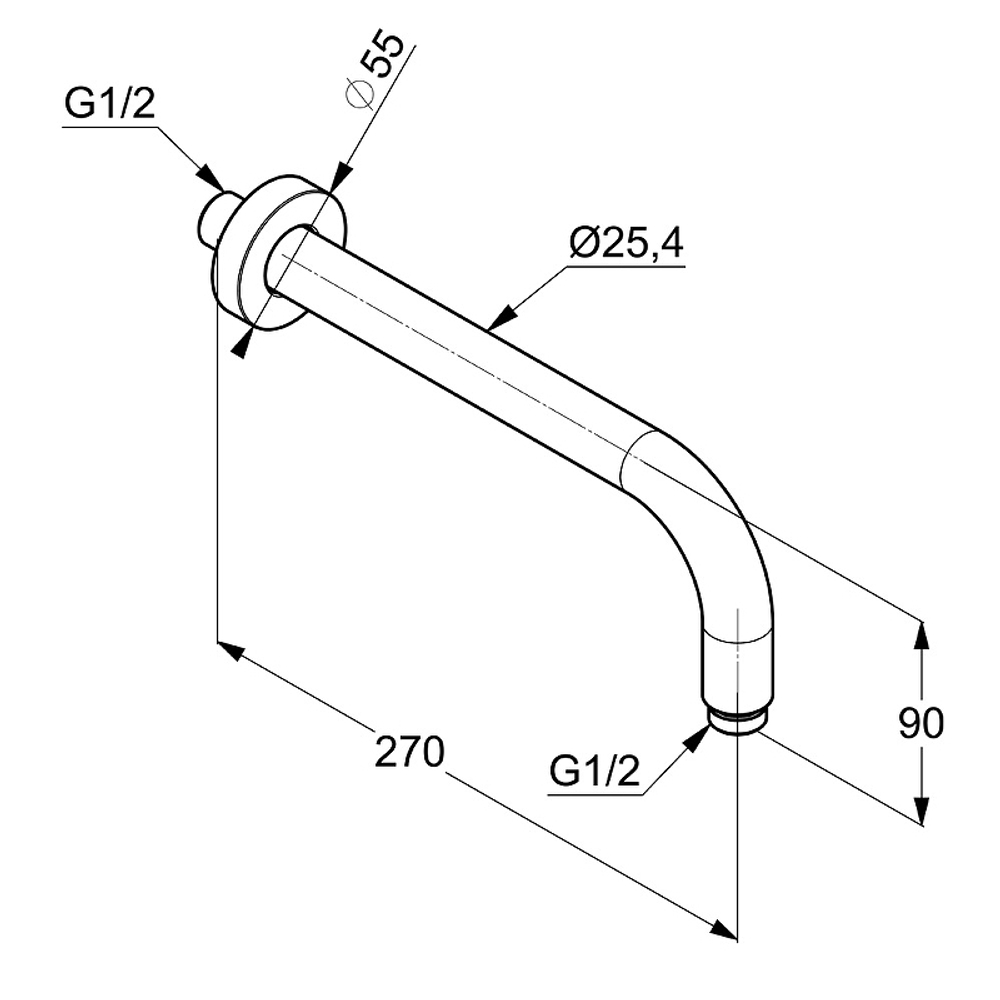 Кронштейн для верхнего душа Kludi A-QA 250 мм, 6651305-00