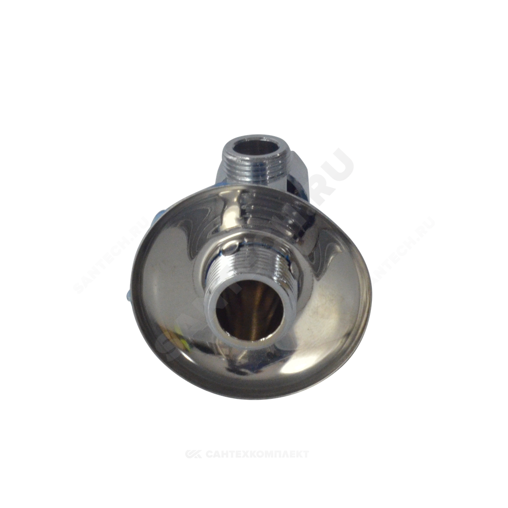 Кран латунь бытовой хром угловой G1/2"х3/4" Ру10 НР переходной маховик с отражателем Icma 90519AE07