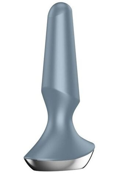 Серая анальная пробка с вибрацией Satisfyer Plug-ilicious 2 - 14 см.