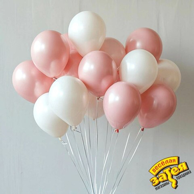 Шарики латекс 35см, розовые и белые