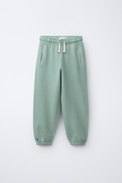 ZARA БРЮКИ BALLOON ИЗ ФЛИСА С ВЫШИВКОЙ, ЦВЕТ МОРСКОЙ ВОЛНЫ