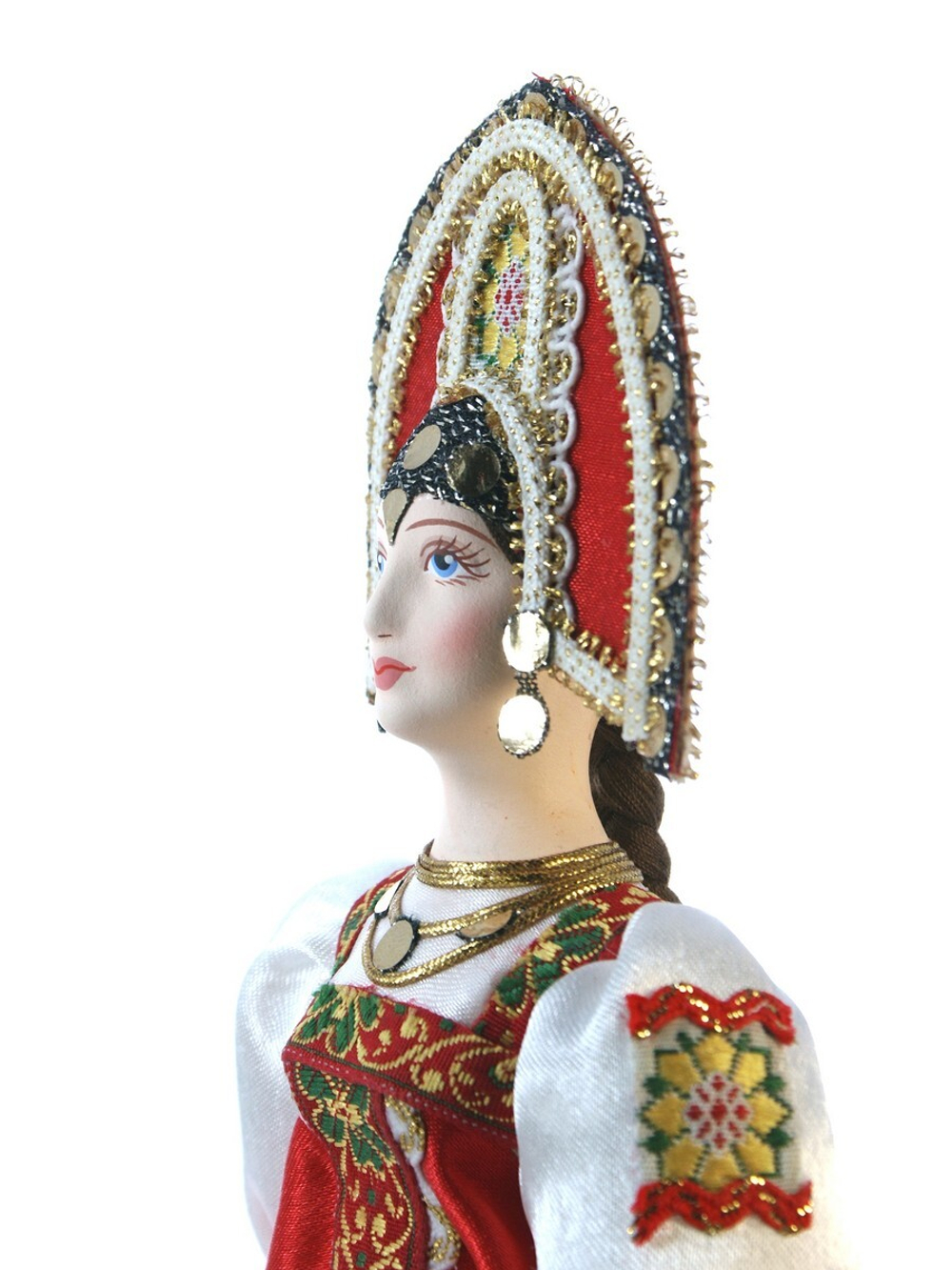 Кукла фарфоровая в русском костюме Плясунья