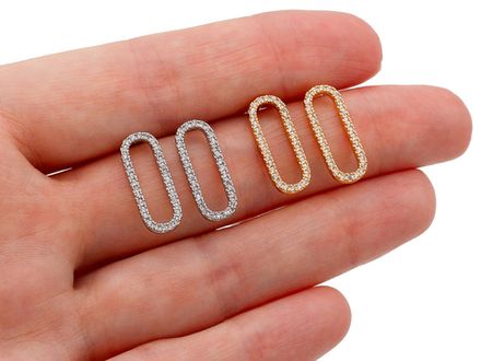 Серьги-гвоздики "Овал" 17,5мм, со стразами