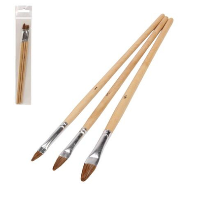 Набор кистей 3 штуки Белка №1,3,5 круглые, деревянная ручка, пакет с подвесом, картонная подложка, С