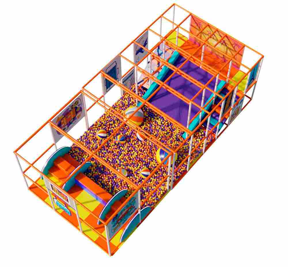 Детский уличный игровой лабиринт с крышей «Шариковый Космос» 12,3×6,15×3,5 м