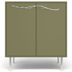 Комод Арт Колор matte Стайл Сильвер с 2 полками Зеленая олива матовый