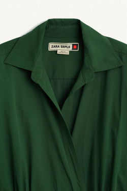 ZARA ПЛАТЬЕ С ДЛИННЫМИ РУКАВАМИ, ЗЕЛЕНЫЙ