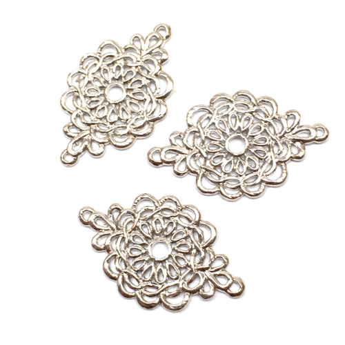 Коннектор "Ажурный цветок" 24х15 мм, родий
