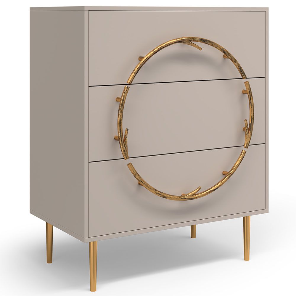 Комод Арт Колор matte Стайл Голд с 3 ящиками Серый агат матовый