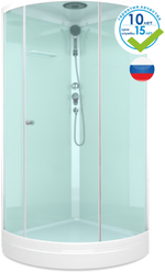 Домани Simple v1.2 С КРЫШЕЙ (99) 90*90*218 (БЕЗ пульта, бел.стенки, сатин мат.стек, низк.поддон)