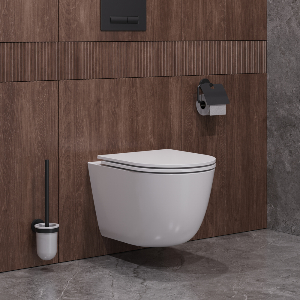 Унитаз удлинённый подвесной безободковый с сиденьем и смывом TORNADO Cezares RELAX-TOR CZR-3806-53-TH-TOR/SC