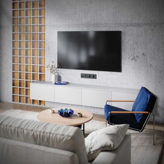 Розетка телевизионная встраиваемая S70 TV+RJ45 кат. 6, (черный матовый) Voltum VLS060708