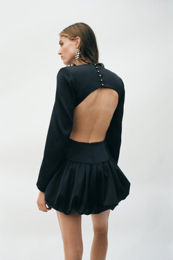 ZARA МИНИ-ПЛАТЬЕ-БАЛЛОН, ЧЕРНЫЙ