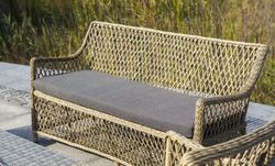 Латте, диван коричневый/соломенный/бежевый/графит, искусственный ротанг