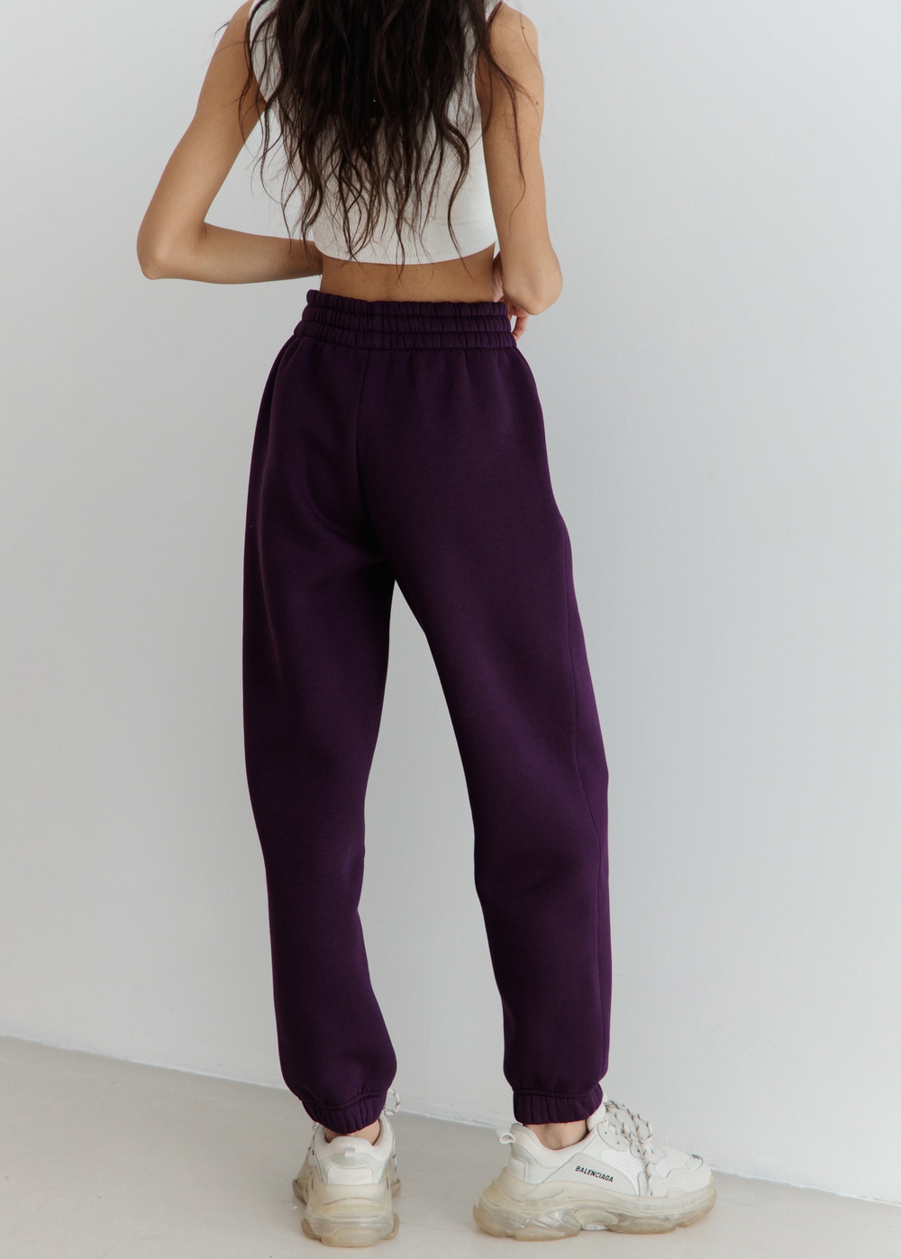 Джоггеры OVERSIZE, с начесом, темно-фиолетовые