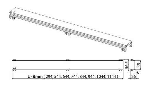 Решетка для душевого лотка Alcadrain стекло, черная (GL1204-850)