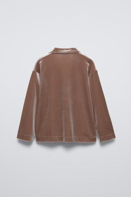 ZARA БАРХАТНАЯ РУБАШКА, БЕЖЕВЫЙ
