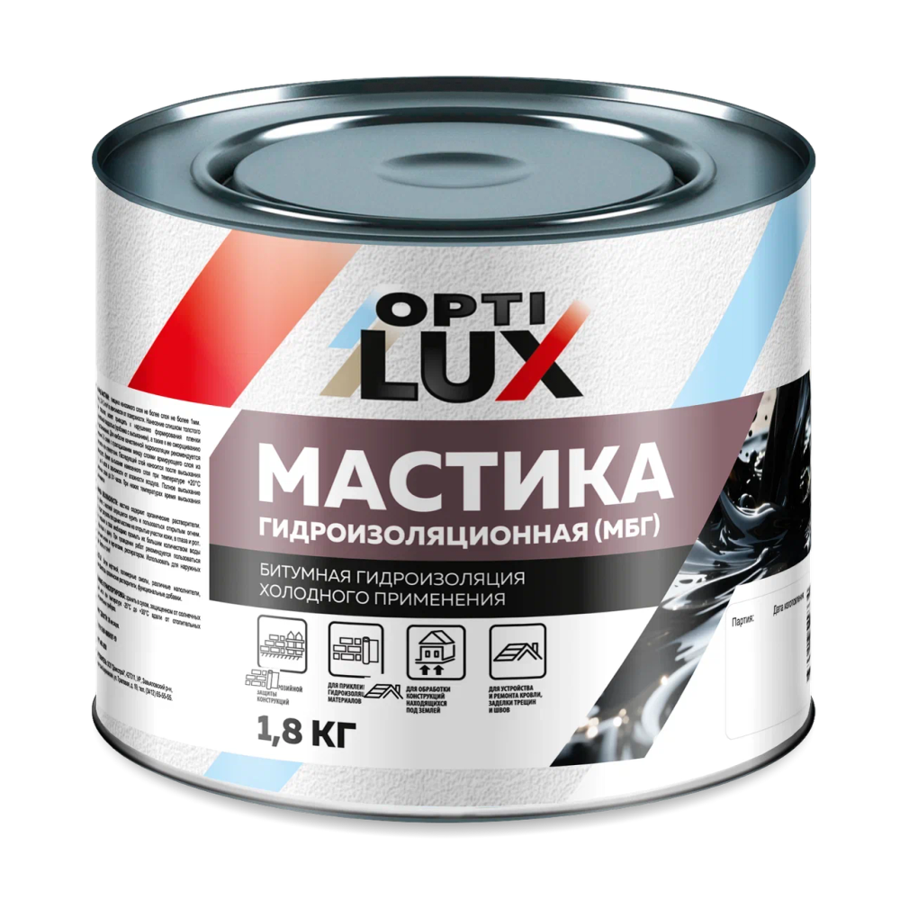 OPTILUX Мастика Битумная Гидроизоляционная МБГ 1,8кг (ИжСинтез)