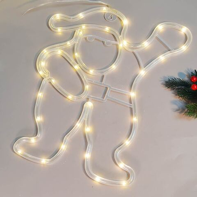 Панно световое "Санта" 44 LED лампы, белый теплый свет, работает от батареек 3АА (в комплект не вход