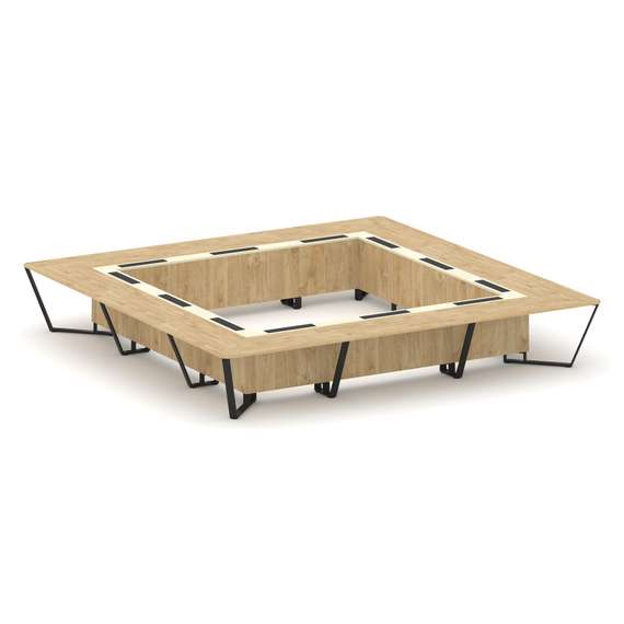 Steel Meet Стол переговорный квадратный KM-PR.B.SP-24K Тиквуд Светлый/Ваниль Глянец/Металл Черный 48