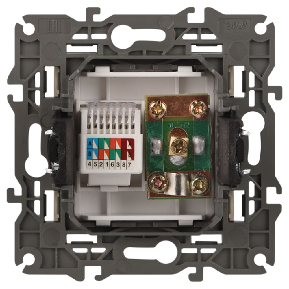 14-3110-02 ЭРА Розетка RJ45+TV, IP20, сл.кость