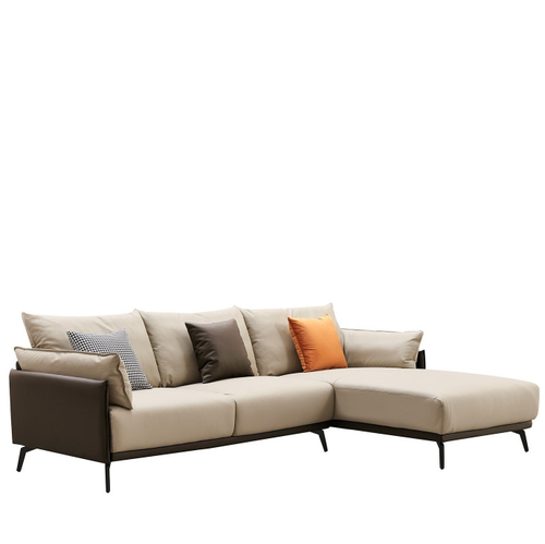 Диван ELEGANTE NAPPA SF015 угловой (3-х местный правый угол) бежевый/коричневый