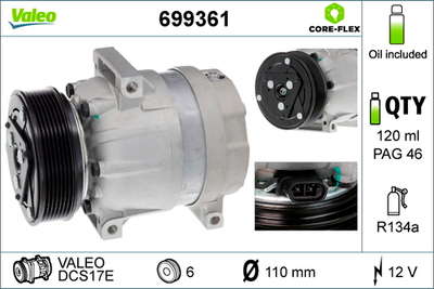 VALEO - 699361-VAL - Compressor, air conditioning - Povrat artikla narucenog iz Njemacke nije moguc.