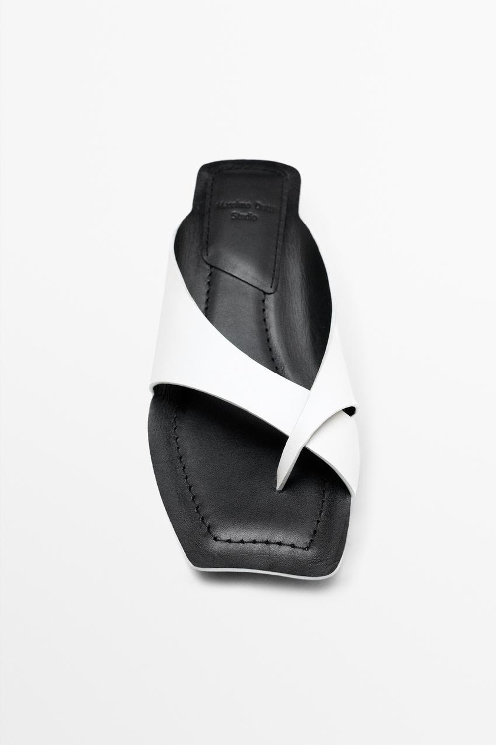 Massimo Dutti Кожаные босоножки на высоком каблуке - STUDIO, белый