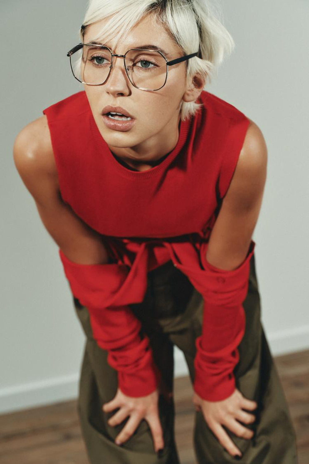 ZARA КАРДИГАН С ДВОЙНЫМ СЛОЕМ, КРАСНЫЙ