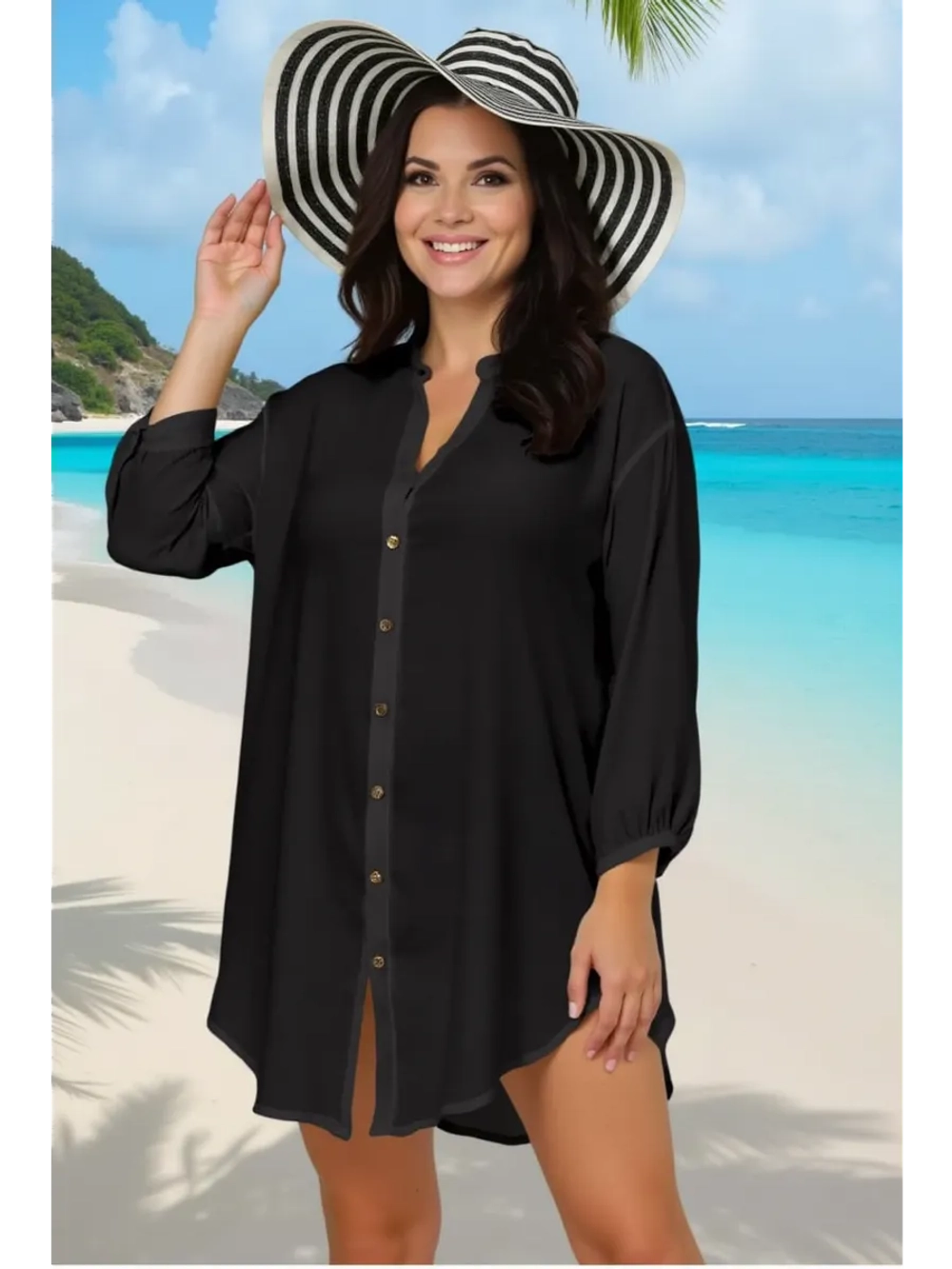 туника пляжная рубашка накидка летняя на пуговицах