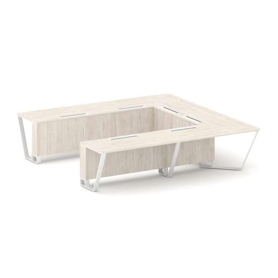 Steel Meet Стол переговорный П-образный KD-PR.B.SP-11P Денвер Светлый/Металл Белый 3200*3200*750