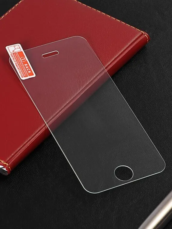 Защитное стекло 2.5D LuazON для iPhone 5/5S, полный клей, 0.26 мм, 9Н