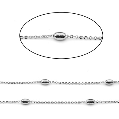 ц300-р Цепь со вставками "Рис" 5*3мм, родий