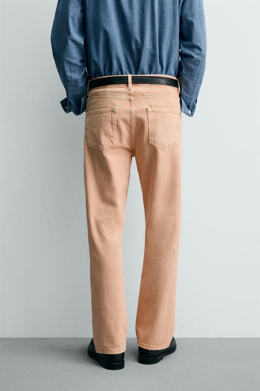 ZARA ДЖИНСЫ STRAIGHT FIT С ЭФФЕКТОМ ПОТЕРТОСТИ, ОРАНЖЕВЫЙ